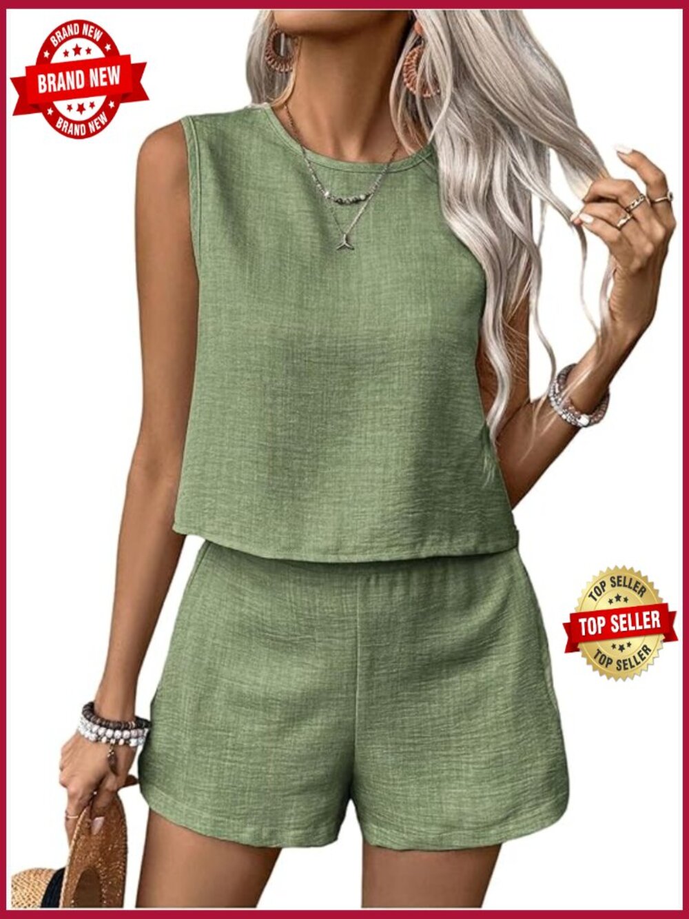 Women's Sleeveless Tank Top and Matching Shorts Summer Set